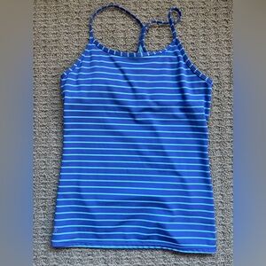 Athleta Girl L 12 Striped Blue Tank EUC